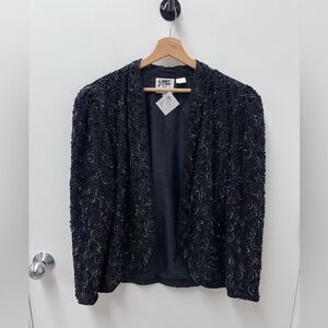 Vintage Niteline Black Beaded & Sequined Silk Jacket